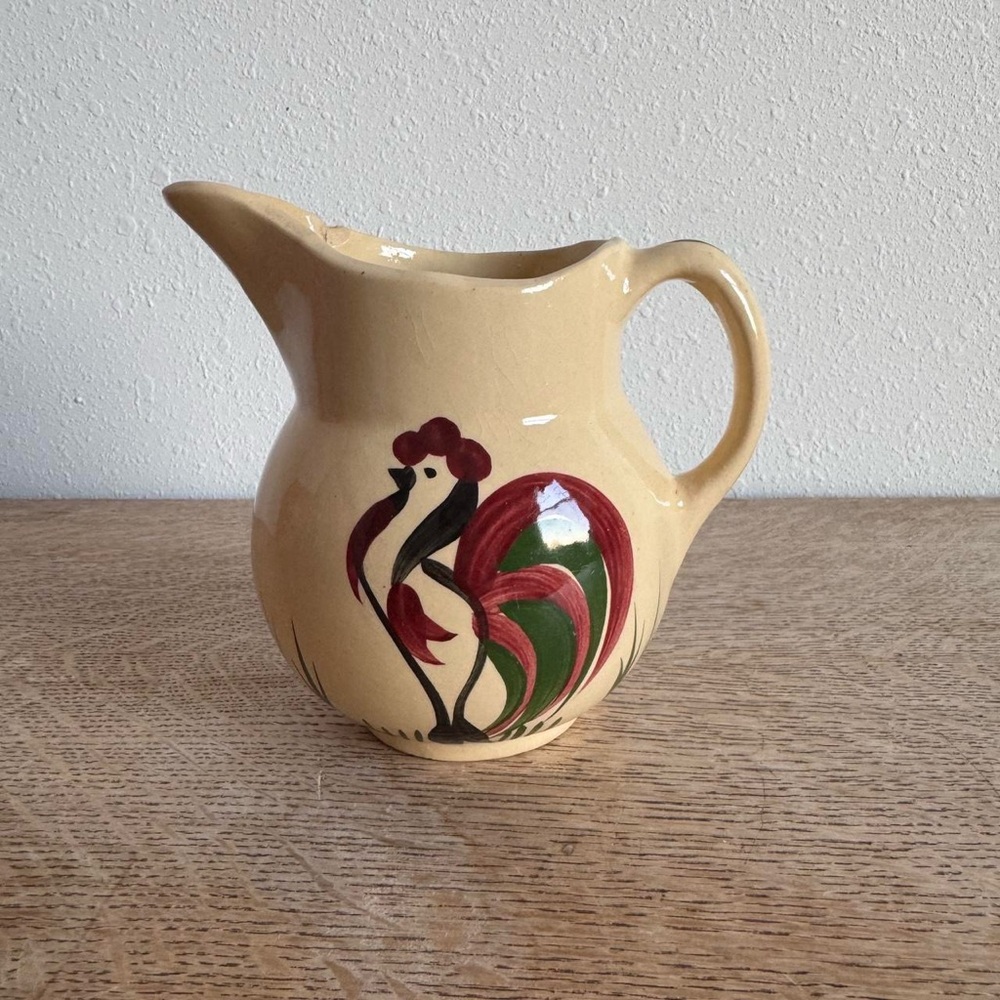 Small Hand-Painted Rooster Pitcher